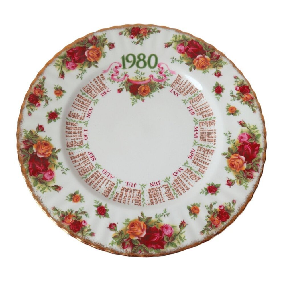 Vintage Royal Albert Old Country Roses Calendar Plate Bone China Plate 1980 Cale